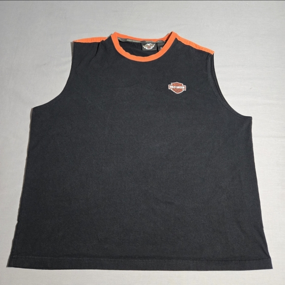 Harley-Davidson Other - VINTAGE Harley Davidson Tank Top Mens XXL Black Eagle Checkered Flag Embroidered